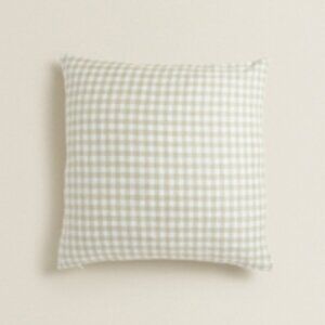 NWT Zara Home Checked Linen Pillow Cover, Set of 2